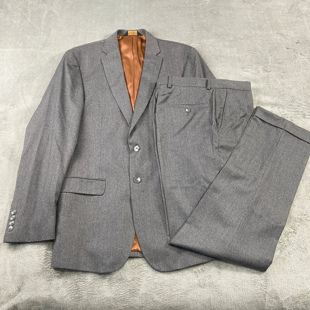 Jos. A.‎ Bank Suit Mens 39L Grey Wool Cashmere Slim Fit 2-Button Micro-Stripe